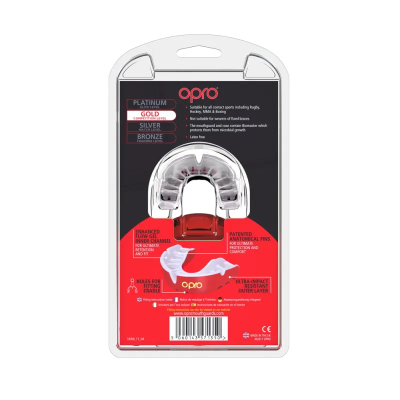 OPRO Self-Fit GEN4 Junior Gold Mouthguard - Red/Pearl - Image 4